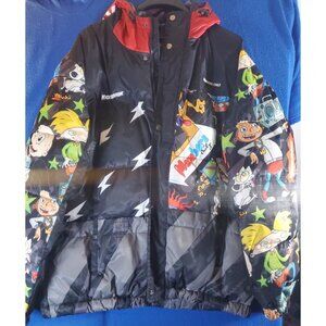 Members Only X Nickelodeon Rugrats Hooded Puffer Black Coat Men's Size Large
